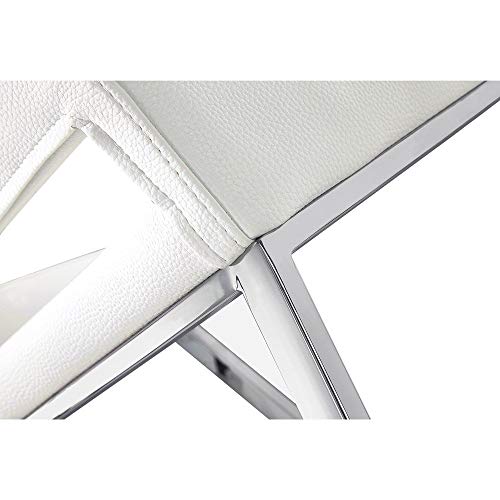 Zuri Modern Fiore Dining Chair in White Leatherette and Chrome Pricepulse