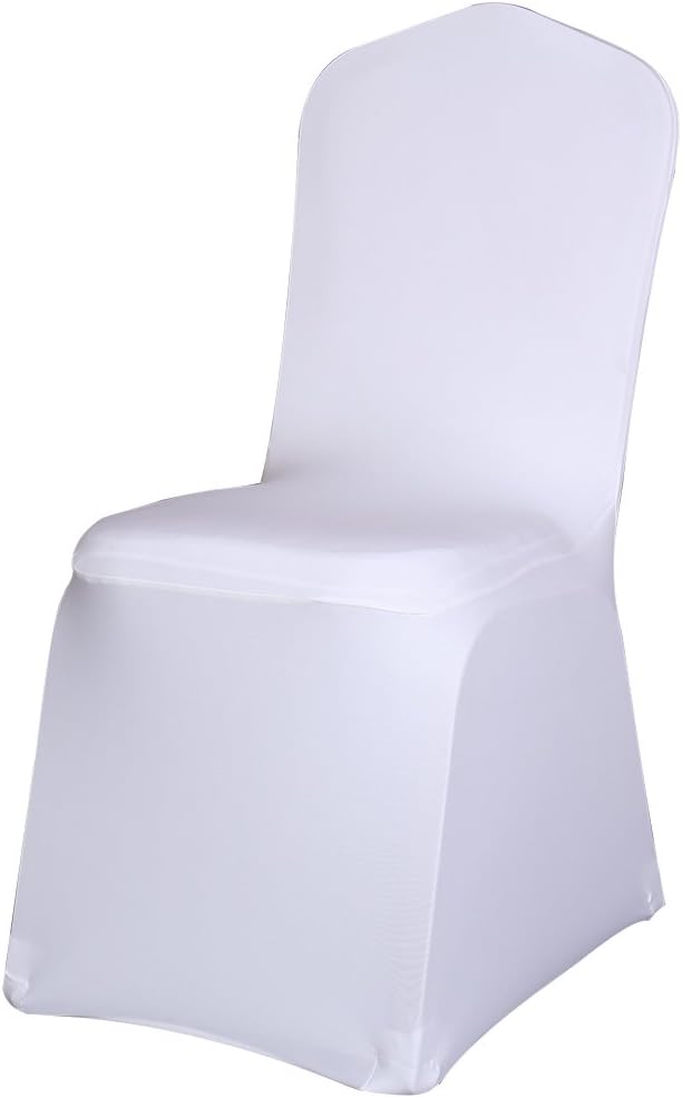 SINSSOWL Set of 100pc White Color Universal Size Polyester Spandex Banquet We...