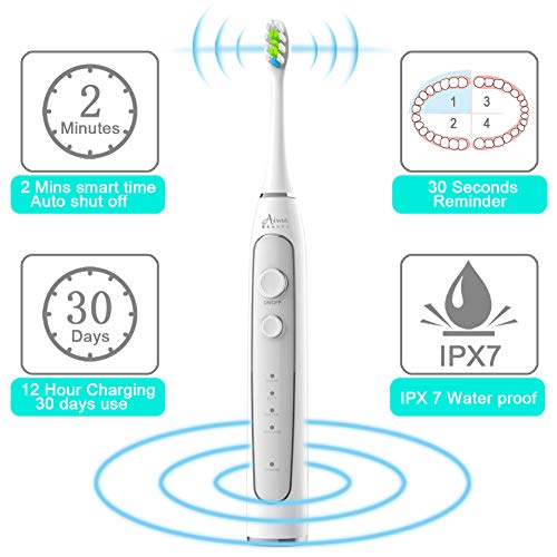 Electric Toothbrush Rechargeable Sonic Toothbrush for Kids and Adults, Smart Timer, 30 Days Battery Life Electric Toothbrushes with UV Sanitizer Travel Charging Case