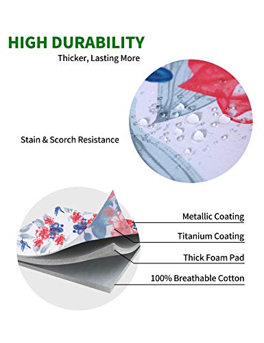 Sunkloof Scorch Resistance Ironing Board Cover and Pad Resists Scorching and Staining Ironing Board Cover with Elasticized Edges and Pad 15"x54" 4 Fasteners and 1 Large Protective Scorch Mesh Cloth