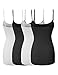 MBE Women's Basic Solid Long Length Adjustable Spaghetti Strap Tank Top
