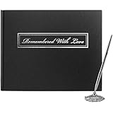 Cornucopia Funeral Guest Book and Pen with Stand Set, â€œRemembered with Loveâ€