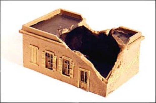 Terrain Maker Pewter Buildings & Books Bombed Out Middle Eastern Home #1