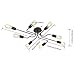 VINLUZ 8-Lights Sputnik Chandelier Black Semi Flush Mount Ceiling Light Industrial Vintage Metal Art Pendant Lighting for Living Room Dining Room Kitchen Hallway Cafe Bar