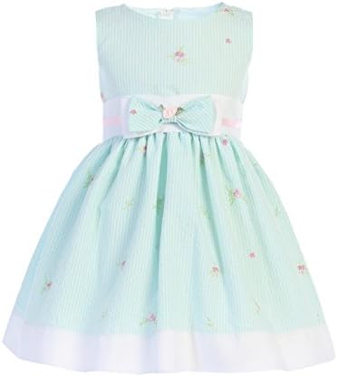 Lito Girls Easter Dress - Girls Pink Easter Dress - Girls Mint Easter Dress - Girls Seersucker Spring Dress - Girls Cotton Easter/Spring Dress (Mint, 12-18 MO)