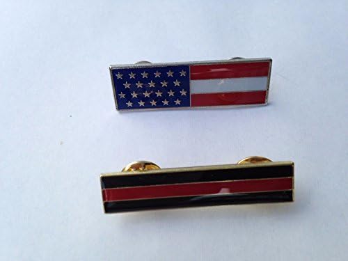 Thin Red Line Citation Uniform Lapel Pin &amp; USA Flag Support Fireman Firefighter Heroes IM Survival TRL/USFlag