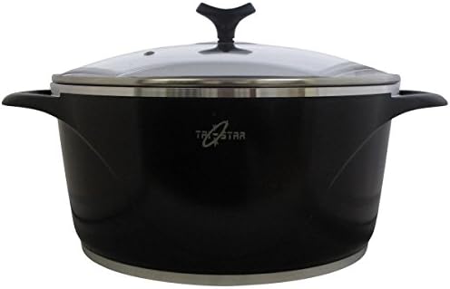 Royal Black Ceramic Die-Cast Cooking Pot 30cm Non Stick Glass Lid