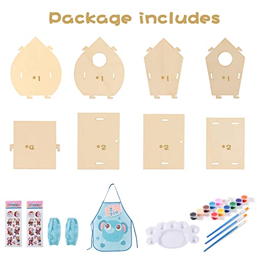 2 Pack Bird House Kit, DIY Bird House Kit for Children to Build, Paint Birdhouse, Crafts for Kids Ages 4-8 8-12, Christmas Gifts for Kids (Small)…