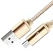 LAX Gadgets Durable Nylon Braided Tangle Free 2.0 Micro USB Android Charging and Data Sync Cable for Samsung, HTC, Motorola, Nokia, Kindle, MP3, Tablet and More[10 Feet-Gold]