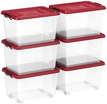 Cosmoplast 22L Clear Plastic Storage Box with Wheels & Lockable Lid Set ...