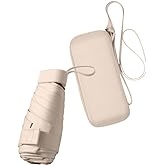 ESUFEIR Mini Travel Sun Umbrella for Purse With Case,Small Compact UV Umbrella Protection Sun,Lightweight Portable Parasol Wi