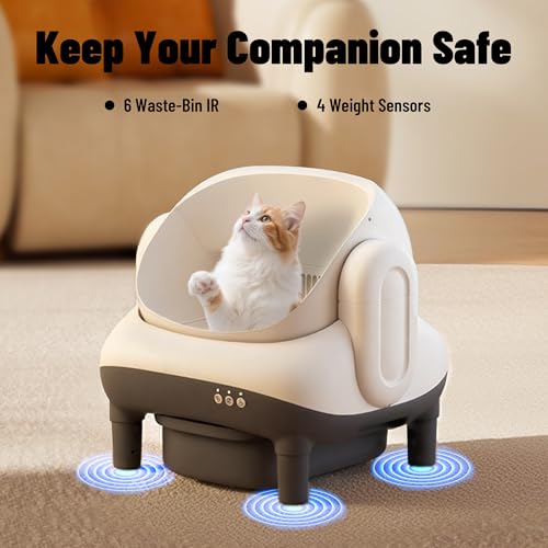 Automatic Cat Litter Box Self Cleaning for Cats, Litiere Pour Chat Autonettoyan, Large Top Entry Smart Litter Box with APP Control, Pedal Mat, Bags,15-Day Odor-Free,Robot Box Safe for Cat,Low Noise