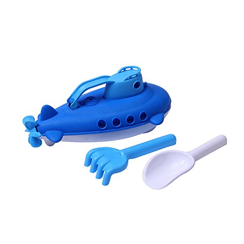 Gbell  Beach Toys for Toddlers, Submarine Watercraft with Spinning Rear Propeller Summer Bath Toy Beach Kettle Boat, Outdoor Water Spraying Tool Funny Gadgets Novelty Toys for Kids Boys Girls (Blue) - Thumbnail 2