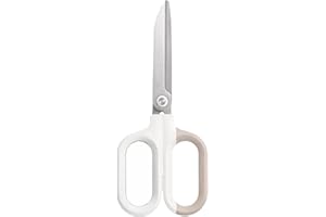 EZWORK Multipurpose Scissors, Comfort-Grip Handles Sharp Scissors for Office Home School Craft Sewing Fabric Supplies (7", White-1)