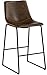 Roundhill Furniture Lotusville Vintage PU Leather Barstools, Antique Brown, Set of 2