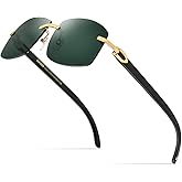 HEPIDEM 100% Really Buffalo Horn Sunglasses for Men Rimless Square Sun Glasses 4189705