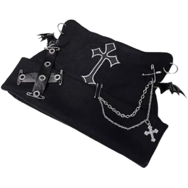 Y2K Gothic Grunge Cat Ear Bat Wing Black Beanie Hat Harajuku