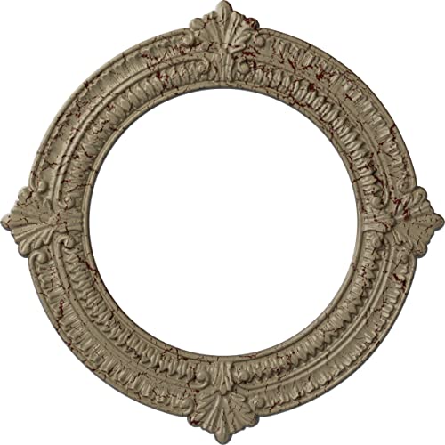 Ekena Millwork CM13BNGDC 13-1/8" x 8" x 5/8" Benson Ceiling Medallion, Gobi Des…