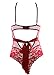 Garmol Women Lingerie One Piece Teddy Fishnet Lace Bodysuit Corset Plus Size Vintage Lingerie Set Classy Romper, (Red, XXX-Large)