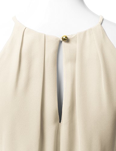 DRESSIS Womens Double Layered Chiffon Mini Tank Dress Taupe M - Thumbnail 4