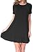 Beautife Womens Casual Tunic Dresses Summer Round Neck Short Mini Dress Pockets