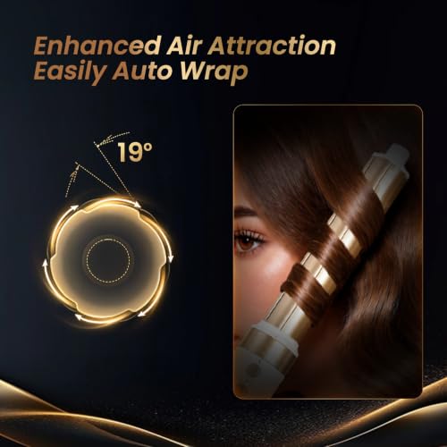 GLAMUP Dual Voltage 6-in-1 Hot Air Styler & Hair Dryer Brush, Long-Lasting & No Heat Damage, Patented Golden Temp, 110K RPM & Negative Ions for Frizz-Free Fast Drying, Curling, Volumizing & Diffusing, for Curly & Thick Hair,Gift Set