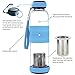 Hi Life PH glass high Ph filtered water bottle- Alkaline Antioxidant water with Silicone Sleeve Grip (550ml, Increases pH up to 9+) (blue)