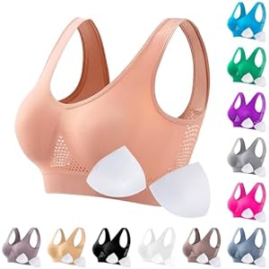 Sports Bras for Women High Support Full Coverage Anti Sagging Bra Plus Size Wireless Yoga Gym Lift up Air Bra Wirefree Bras with Support and Lift Beige
