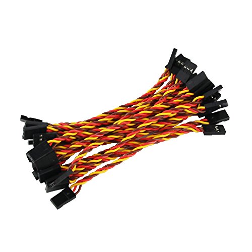 OliYin 20pcs Male to Male Plug Twisted Wiring 100mm 10cm 3.93inch 26AWG 30 Cores RC Servo Extension Lead Cable for Futaba JR