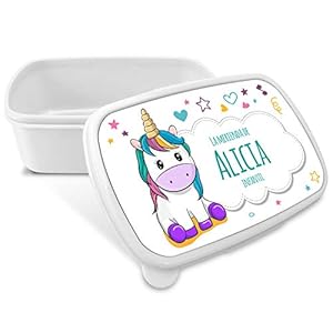 Comprar Caja Merienda Unicornio Vuelta al Cole Personalizada con Nombre/Curso. Varios Diseños a Elegir - Tiendas Online Envíos Baratos