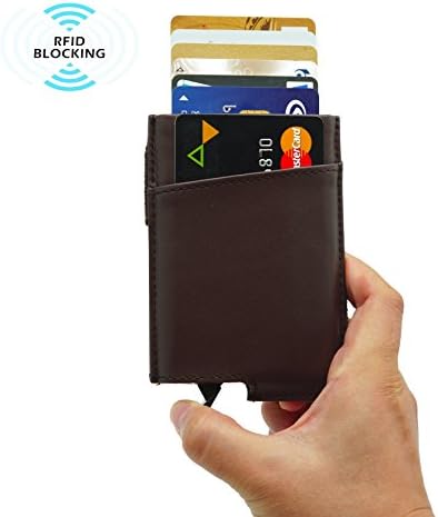 Automatic Leather Pop Up Wallet - Credit Card Holder RFID Blocking Aluminum Card Case Front Pocket Wallet For Men And Women