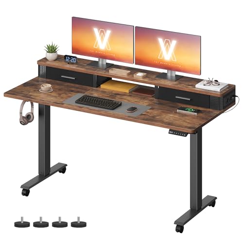VASAGLE Höhenverstellbarer Schreibtisch elektrisch, 140 x 60 cm