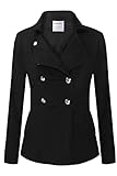 ANGVNS Women Toggle Wool Blend Double Breasted Trench Coat-Wool Blend