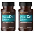 Amazon Elements Vitamin D2 2000 IU, Vegan, 65 Capsules, Supports Strong Bones and Immune Health, 2 Month Supply (Packaging May Vary) (Pack of 2)