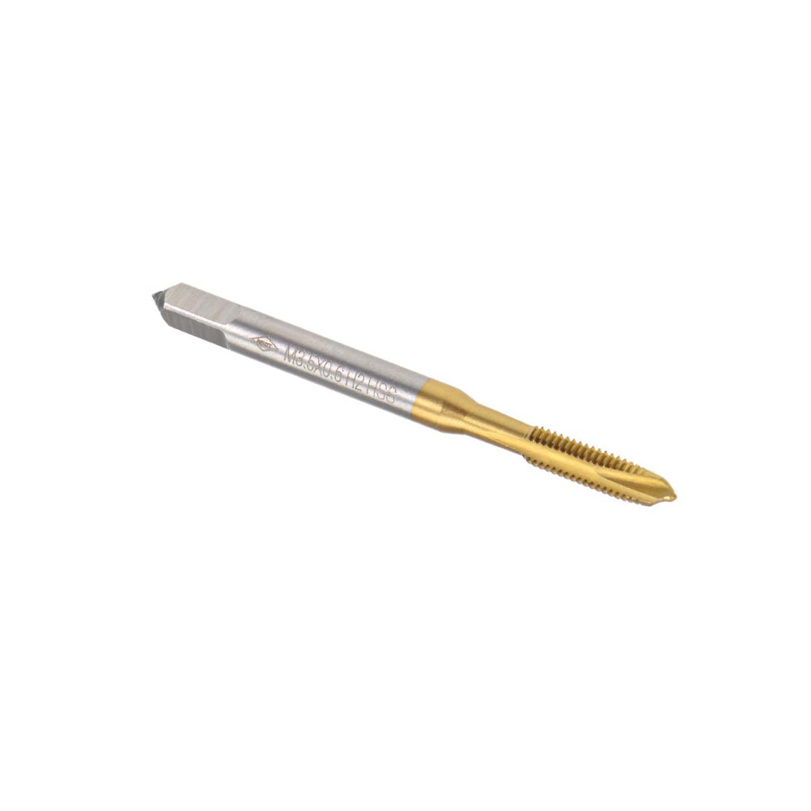MACHSWON Spiral Point Plug Threading Tap M3.5 x 0.6mm, for Drilling and Tapping, H2 3 Flutes HSS, Titanium Coated, Round Shank with Square End Metric Screw Taps Tapping Bit, 1pcs