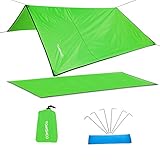 TOMSHOO Waterproof Tent Tarp Rain Fly Hammock Tarp Cover Canopy Picnic Mat Blanket, Mutil-functional Tent Shelter for Outdoor Travel Picnic, Hiking, Stakes