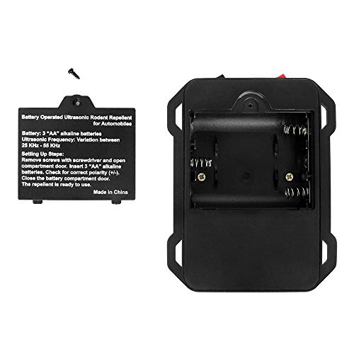 Loraffe Under Hood Animal Repeller Battery Operated Rodent Repellent Ultrasonic Rat Deterrent Keep Mice Away from Car with Ultrasounds and LED Strobe Lights Vehicle Pest Control Rodent Defense