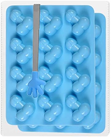 Himi 3D Lovely Shaped Ice Cube Tray - Set of 2 - Cake Pops Cock Mold for Handmade Cake Pudding Chocolate Candy and Ice Cube with Free Ice Tong (Blue)