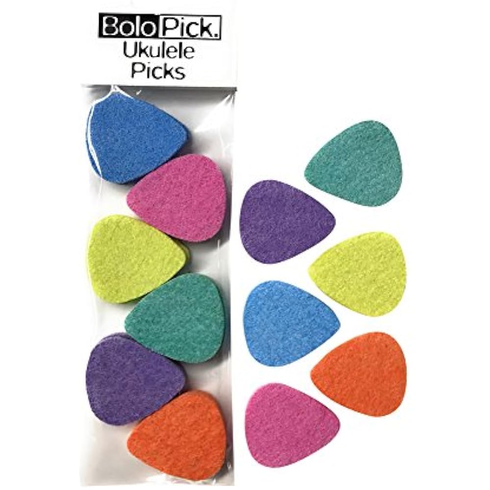 BoloPick Felt Ukulele Picks Economy 12 Pack, Multi Fiesta Musical