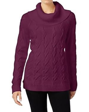 Calvin Klein Womens Cable-Knit Cowl Neck Sweater Purple XS