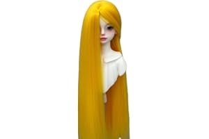 Yutotue Long Straight BJD Hair Soft Wigs for 1/3 1/4 1/6 BJD Doll DIY Easy Styling (for 1/4 BJD Doll,New Color(Orange Yellow)