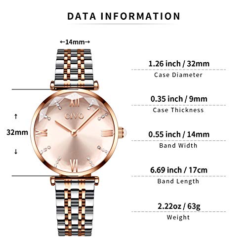CIVO Damen Uhren Wasserdicht Minimalistisch Armbanduhr Damen Uhr Edelstahlarmband Silber Mode Kleid Elegant Beiläufig Designer Quarzuhr Business Elengate für Damen