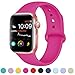 DaQin Bands Compatible with A pp le Watch Band 42mm 44mm, Soft Silicone Sport Replacement Wristbands Strap for A pp le Watch Series 4, Series 3/2/1, Rose Pink, S/M