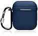 The OAKS Improved Airpods Case Protective Cover Skin with Lockable Carabiner and Airpods Strap Compatible with Airpods Charger Case (5 Colours Available) (Navy Blue)