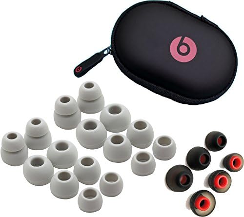 22 pcs. Beats Powerbeats 2 and Powerbeats 3 Replacement Grey Earbuds Eargels Eartips Cushions Grey, Black/RED 6S/6M/6L/4Cones and 1 Protective Carrying Hard Case by BuyGeneral.