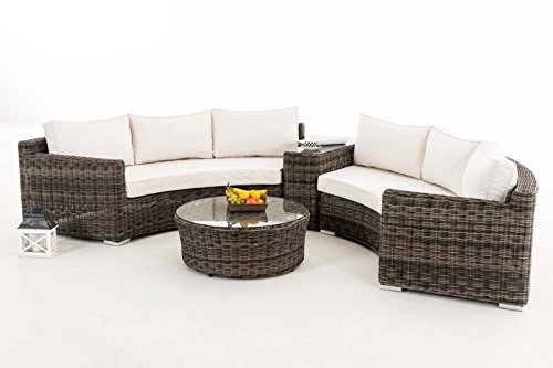 HomeStylist Gartengarnitur Polyrattan Eckbank Marvina Cremeweiss, Grau – Bild 3