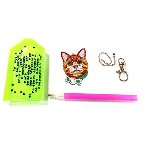 5D DIY Diamond Painting Keychain, 4 pcs Cat Shape, Mosaic Making Full Drill Special Shape Diamond Painting Kit for Bags, Smartphone Straps, 4 Pack - Thumbnail 7
