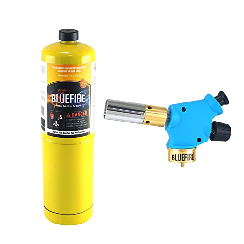 BLUEFIRE BTS-8071 Trigger Start Hand Torch – Propane/MAPP Gas – Triple Flame, 3600°F