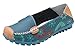 Maybest Women Bright Color Casual Flower Printed Slip On Leather Flat Pumps Moccasins Dancing Shoes (8.5 B (M) US, Dark blue)
