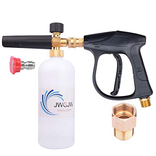 JWGJW 166 High Pressure Washer Gun Snow Foam Lance Cannon Foam and M22 Thread Adapter (15mm-14mm) and A Water Nozzle